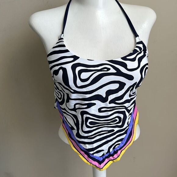 Trina Turk Zebra Handkerchief Rev Bottom Swimsuit Set 6 - Picture 11 of 12